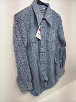 New Men’s Miller Blue Deigned Long Sleeve Pearl Snap 15.5 Medium II-103