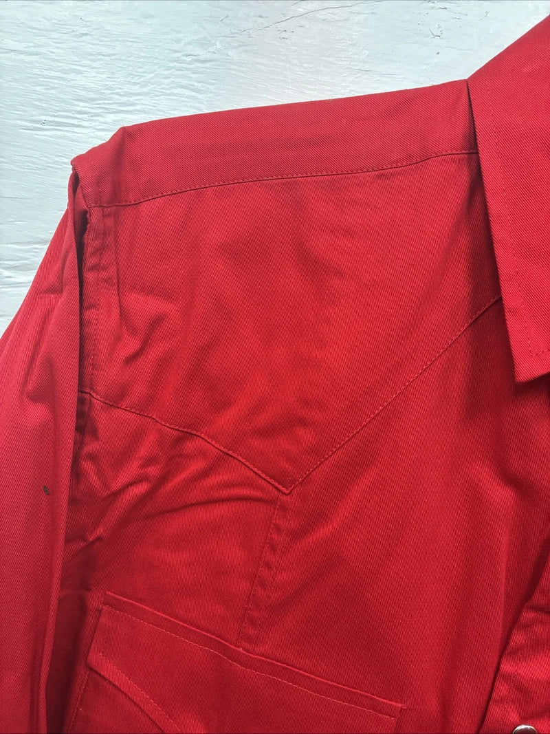 New Men’s Western Express Jean Red long Sleeve Pearl Snap XL T-23