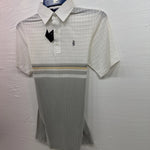 new men’s panhandle slim white grey polo small B-60