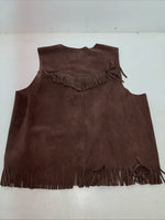 New Women’s Western Express Brown Leather Fringe Vest Large WW-30