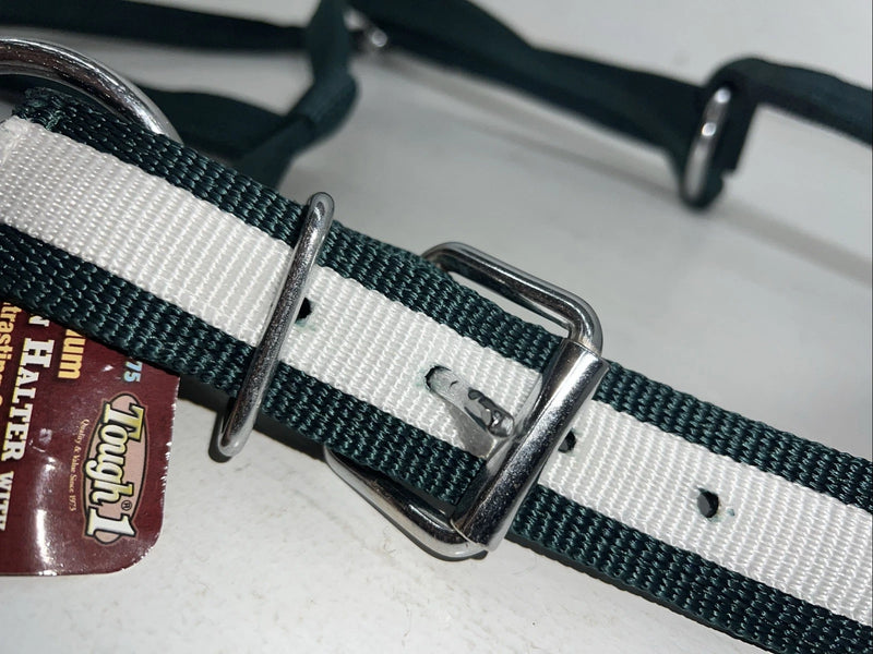 New Tough 1 Green White Nylon Deluxe Draft Halter #50-9575 W-36