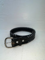 New Black Genuine Leather Weaved 26” Belt #76328 JJ-122