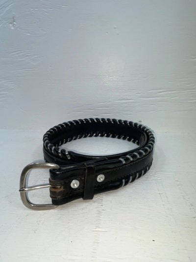 New Black Genuine Leather Weaved 26” Belt #76328 JJ-122