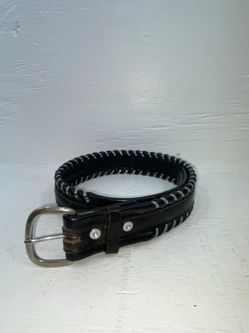 New Black Genuine Leather Weaved 26” Belt #76328 JJ-122