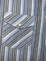 New Men’s White horse Blue Long Sleeve Pearl Snap Small A-193