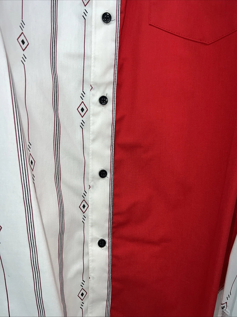 New Men’s Cowboy Threads Red And White Short Sleeve Button Up Small B-43