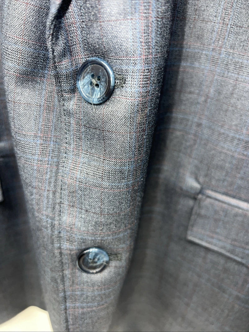 New Men’s Circle S Blue Plaid Suit Jacket 48R #25832 X-607