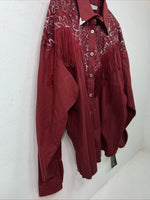 New Women’s Lila Smitty Burgundy Western Show Shirt With Fringe XL #332 UU-14