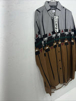 New Men’s Gray Brown Gunsmoke Button Up Long Sleeve Shirt Large P-39