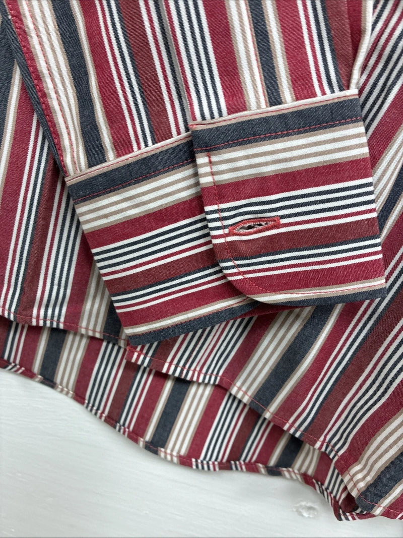 New Kids ELY Classic Red Stripe Long Sleeve Pearl Snap Small DD-19
