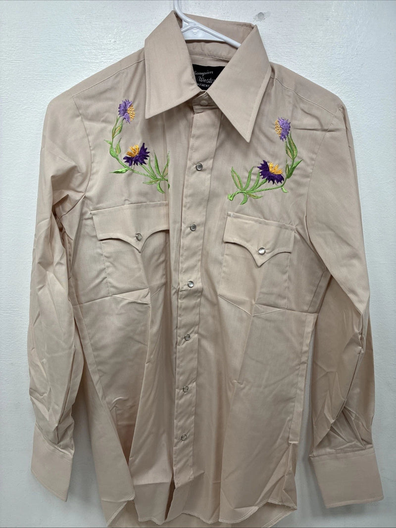 New Women’s Champion Western Tan Design Long Sleeve Pearl Snap 14.5 MM-38