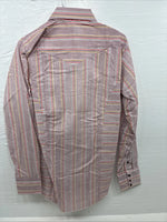 New Men’s Tem Tex Pink Multicolor Stripe Long Sleeve Pearl Snap 15.5 Medium M-98