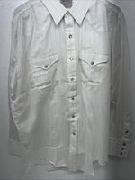 New Men’s HbarC Ranchwear White Gold Long Sleeve Pearl Snap Shirt 17x34 XL P-80