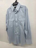 New Men’s White Horse Blue long sleeve pearl snap small B-69