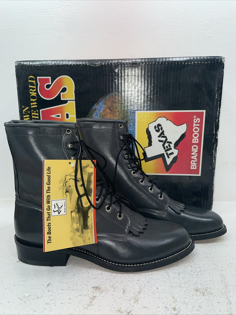 New Men’s Gray Lace Up Texas Brand Cowboy Boots. 8852 10 E E. 7-35
