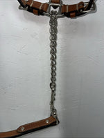 New Light Oil Genuine Leather Show Halter With Lead Rope Silver Accents W-22