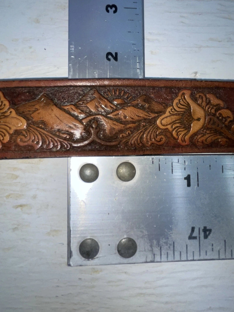 New Brown Genuine Leather Chambers Tooled 34” Belt #6412-75 Z-107