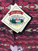 New Women’s Cumberland Red Design Short Sleeve Button Up Large MM-121