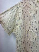 New Women’s White Horse Yellow Floral Short Sleeve Pearl Snap Large II-93
