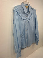 New Women’s ELY Championship Blue Long Sleeve Pearl Snap Large KK-111