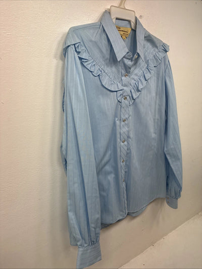 New Women’s ELY Championship Blue Long Sleeve Pearl Snap Large KK-111