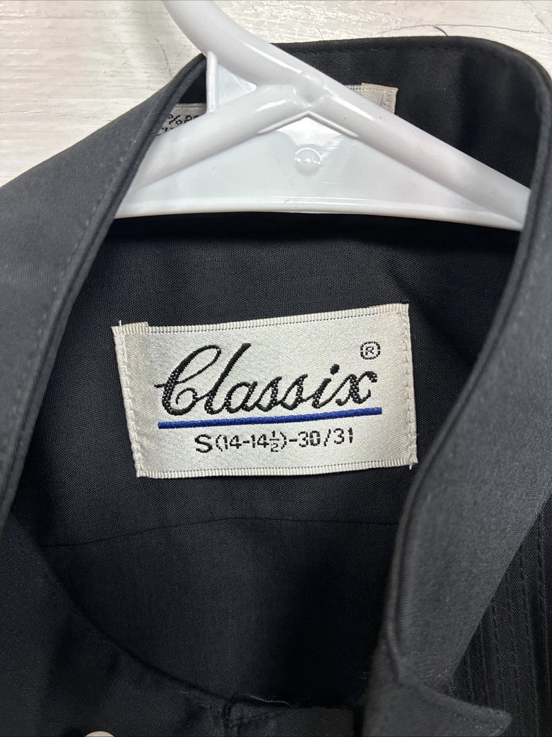 New Classix Black Long Sleeve Button Up English Shirt Small CC-9