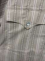 New Men’s H Bar C Brown Stripe long Sleeve Pearl Snap 15.5 Medium T-74