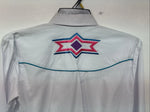 New Women’s Country Charmer White Design Long Sleeve Pearl Snap Medium LL-4