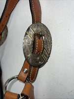 New Light Oil Genuine Leather Show Halter With Lead Rope Silver Accents W-22