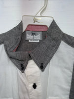 New Men’s Cowboy Threads Grey White Pink Short Sleeve Button Up Medium B-91