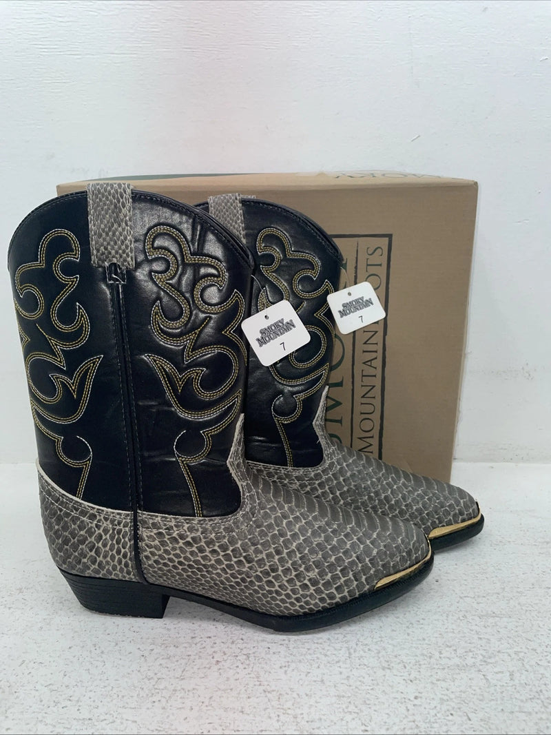 New Men’s Black Snake Skin Smoky Mountain Cowboy Boots. 1042 J Y 7. 1-59