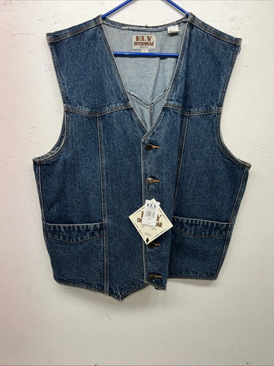 New Men’s ELY Cattleman Denim Vest XL #241104 L-604