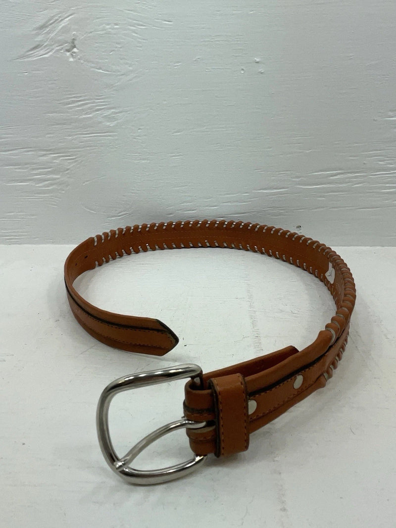 New Brown Genuine Leather Circle Y Weaved 28” Belt #8398 JJ-124
