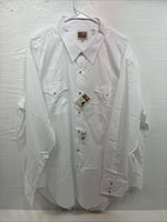 New Men’s ELY Cattleman White Long Sleeve Pearl Snap 18.5 X 36 2XL X-75