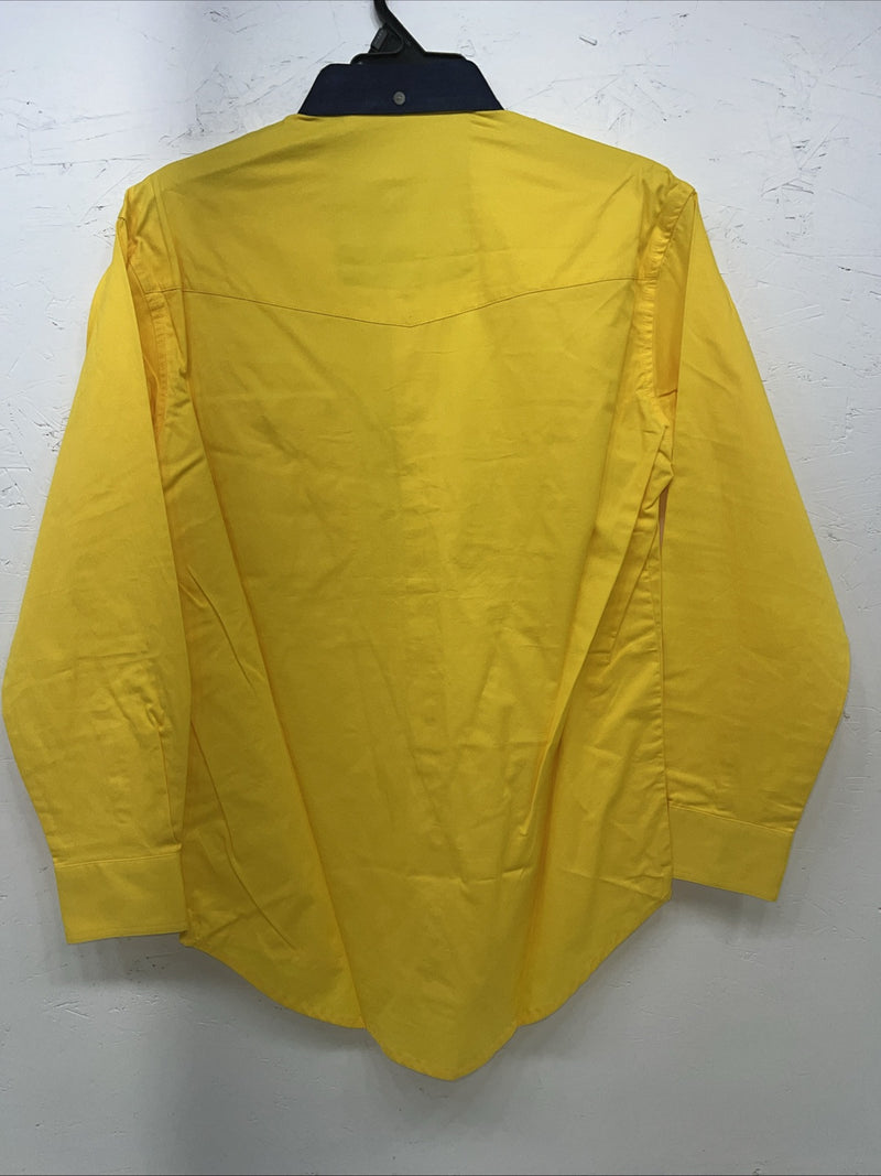 New Men’s Wrangler Yellow PBR Long Sleeve Button Up Small A-199