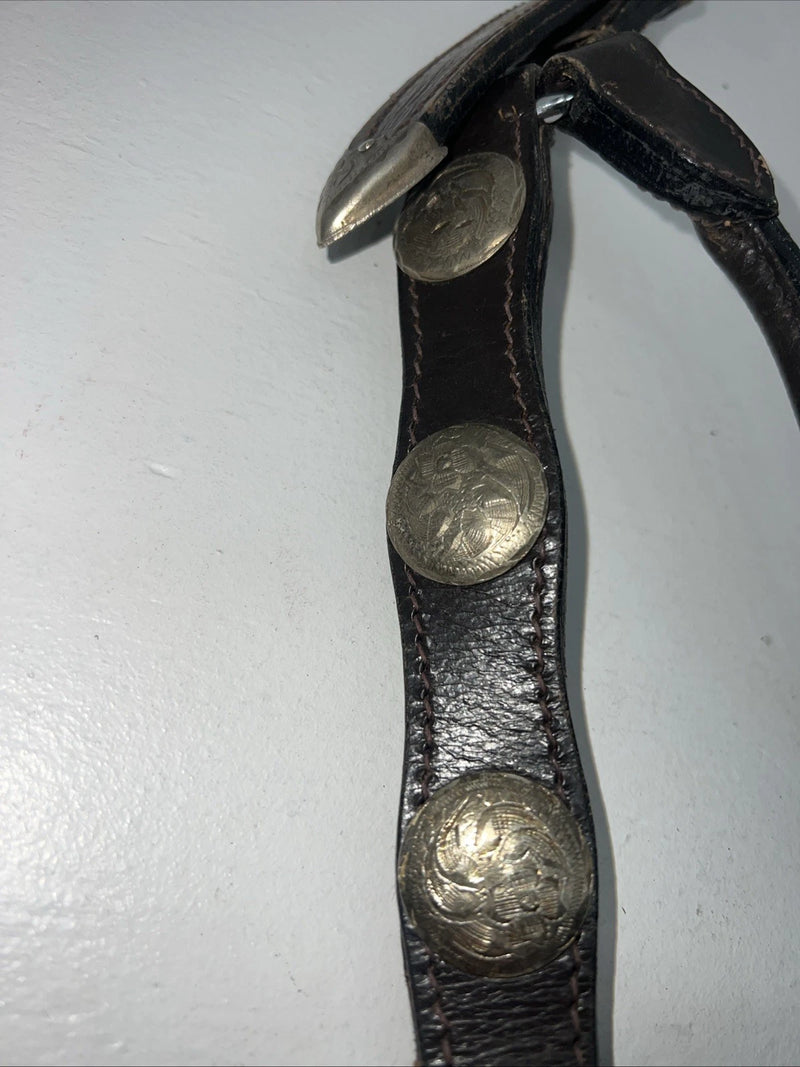 New Brown Leather Full Horse Show Halter Silver Buckles 3C-16