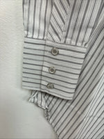 New Boys White Horse Gray Stripe Long Sleeve Pearl Snap Medium DD-118