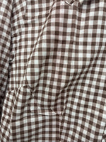 New Women’s Karman Brown Checkered Long Sleeve Pearl Snap Size 38 II-88