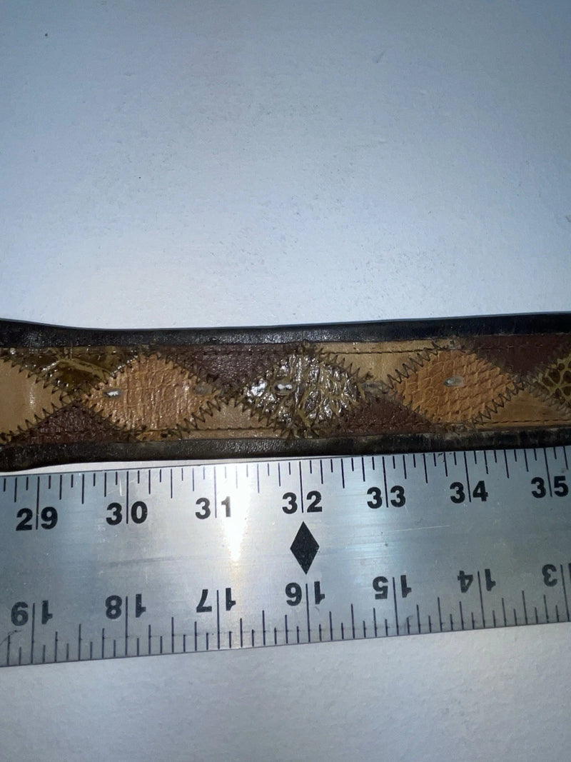 New Brown Genuine Leather Weaved And Stitched 32” Belt #8350 Z-41