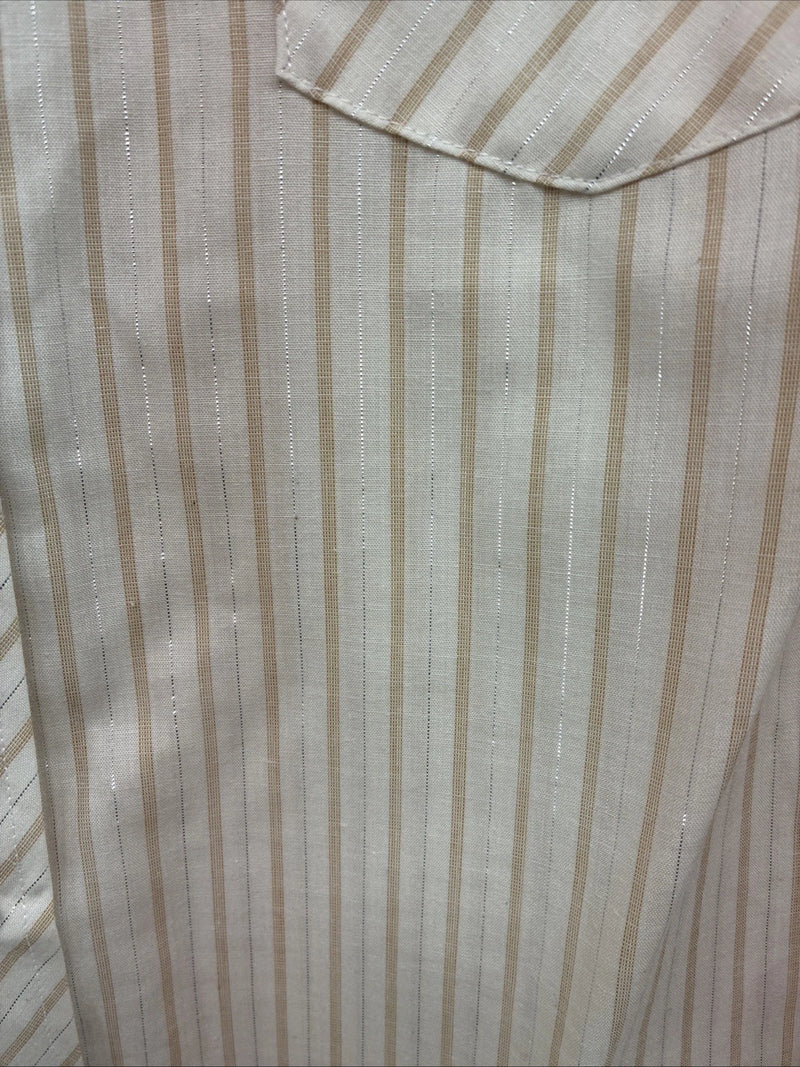 New Women’s White Horse Yellow Stripe Long Sleeve Pearl Snap Small DD-126