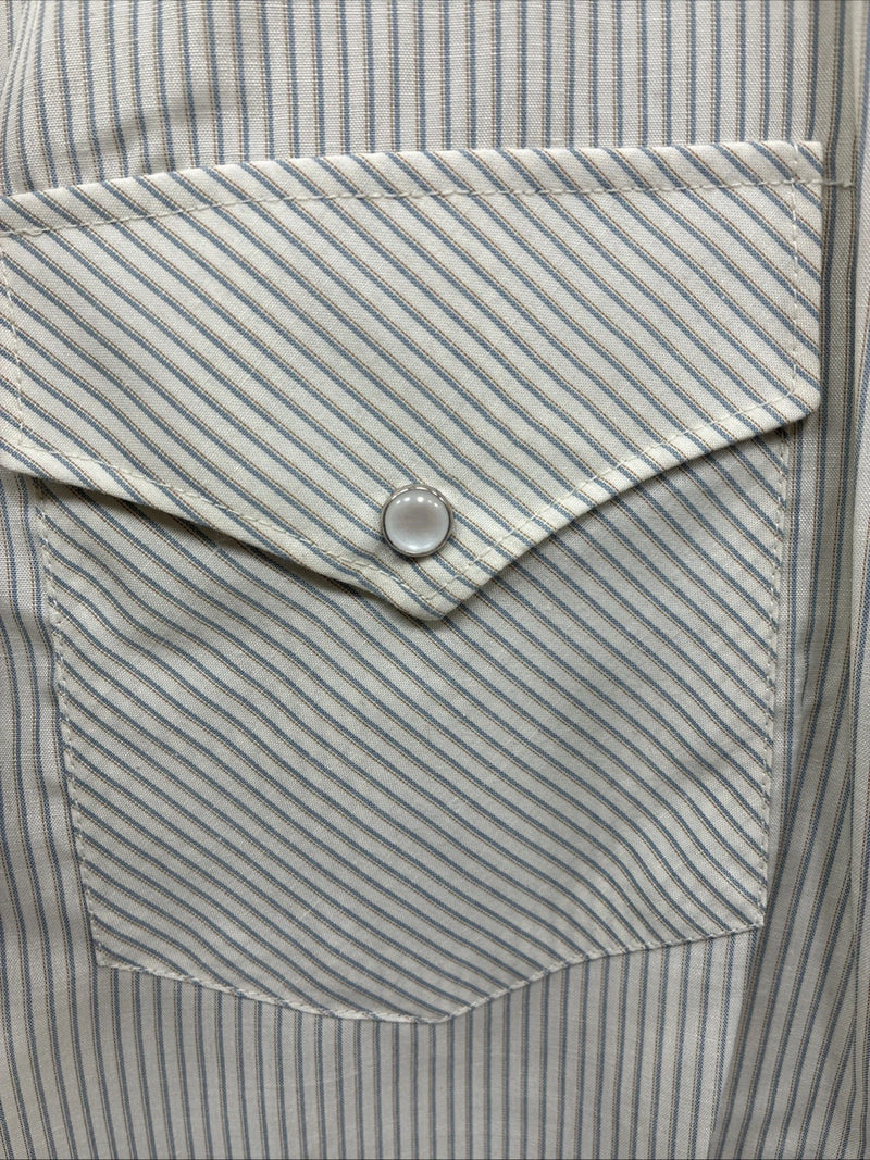 New Men’s White Horse Yellow Stripe Short Sleeve Pearl Snap Large CC-45