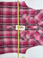 New Women’s Cumberland Pink plaid Short Sleeve Pearl Snap XL GG-26