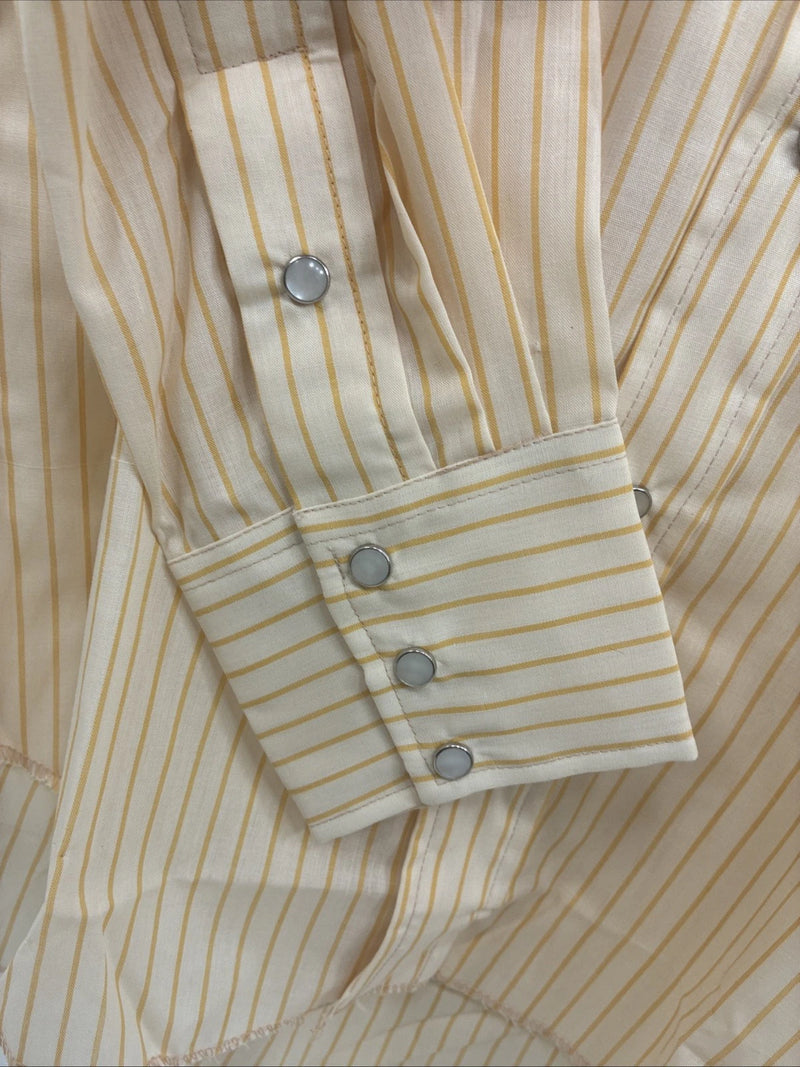 New Men’s Miller Yellow Stripe Long Sleeve Pearl Snap 15 X 32 Medium T-78
