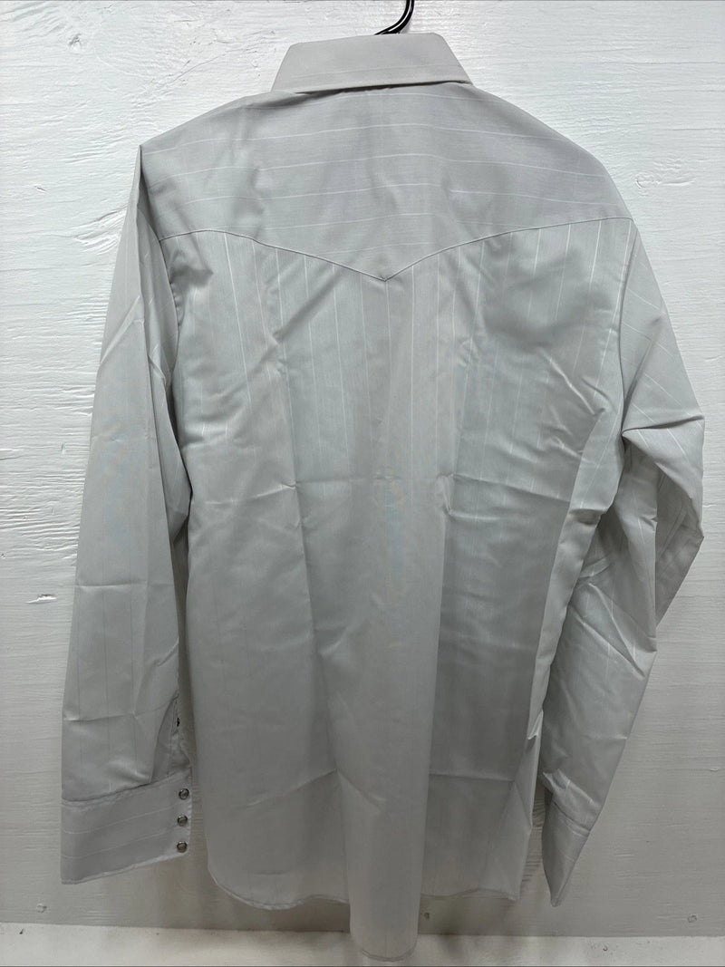 New Men’s Mesquite Gray Stripe Long Sleeve Pearl Snap 16.5 Large Q-50