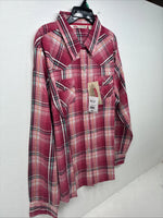 New Women’s Cumberland Pink Plaid Long Sleeve Pearl Snap XL GG-56