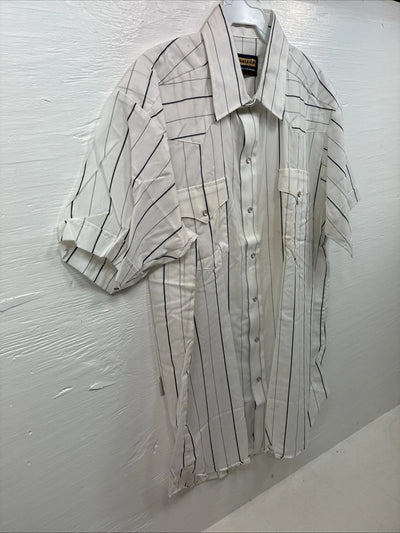 New Men’s Panhandle Slim White Stripe Short Sleeve Pearl Snap 16.5 Large CC-6