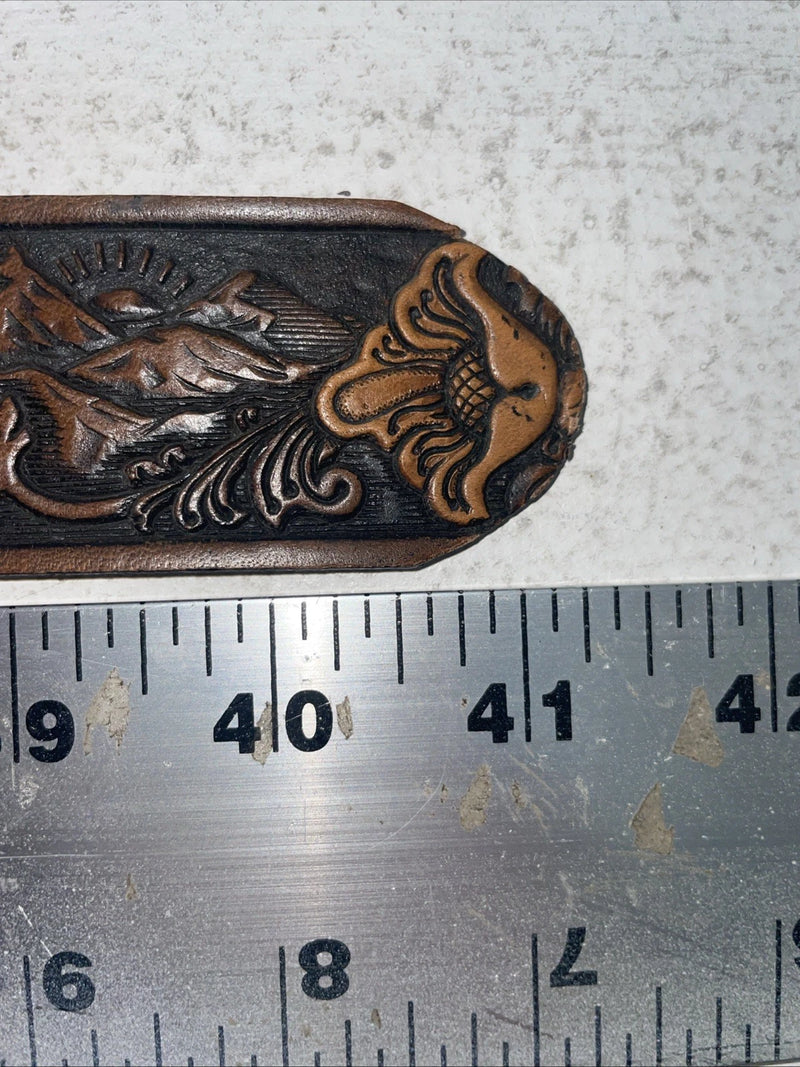 New Brown Genuine Leather Chambers Eagle Tooled 34” Belt #6412-13 Z-22