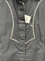 New Women’s White Horse Black Design Long Sleeve Pearl Snap XL II-43