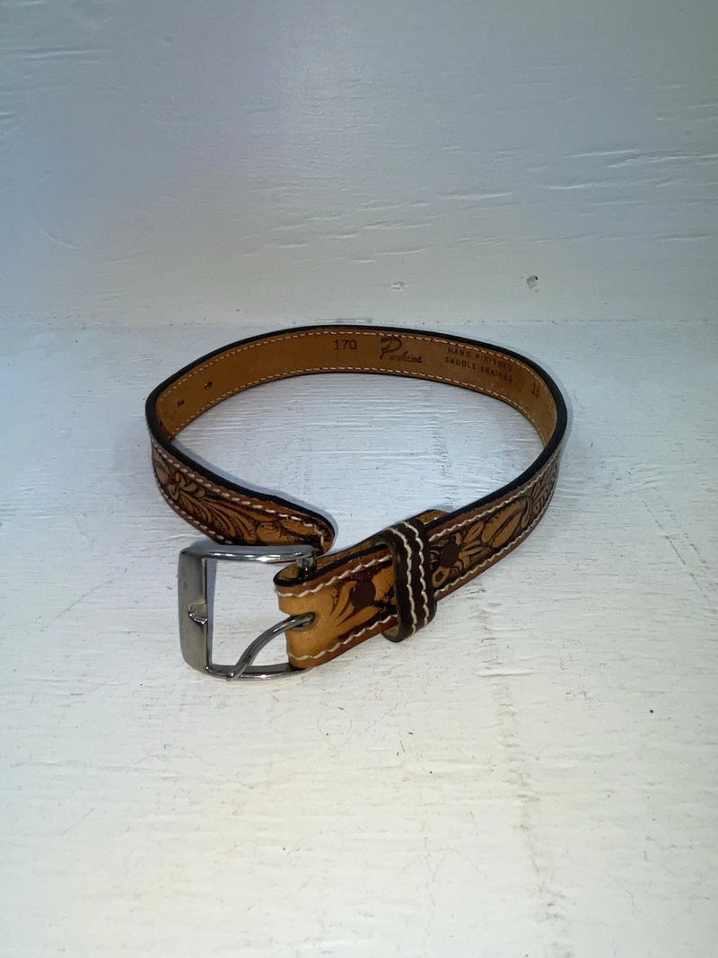 New Brown Genuine Leather Perkies Tooled 18” Belt #170 NN-85