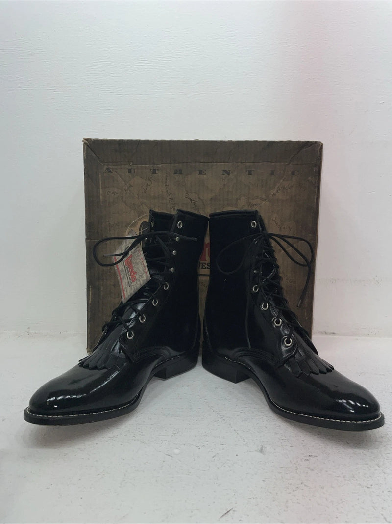 New Men’s Black Lace Up LaredoCowboy Boots. 1220 8.5 8 1/2 E E. 4-15